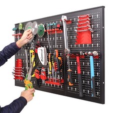 XXL Werkzeugwand Lochwand Werkstattwand Hakensortiment Werkzeug Metall 117x58cm