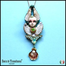 Luxus Schmuck Art Deco Jugendstil Halskette Anhänger Engel Elfe Fantasy