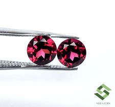 6 MM Zertifiziert Natürlich Rhodolit Granat Rund Schliff Paar 2.11 Cts Lose