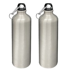 2x Aluminium Trinkflasche 750 ml Alu Wasserflasche Sportflasche Fahrradflasche