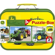 Schmidt Spiele John Deere Metallkoffer 4 Traktoren Puzzle Landwirtschaft Paket 