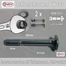 Schloßschrauben mit Mutter u.U-scheibe, Stahl verzinkt, M12 x 100 mm, DIN 603