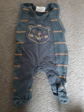 Strampler Bär Grau Gr.50 Baby Einteiler Newborn