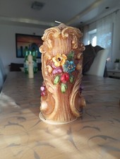 Große Zier kerze 24 Cm Mit Blumen Und Ornamente