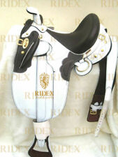 Weißer australischer Ledersattel mit Pferdesattel Größe 10 Zoll - 22 Zoll.