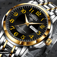 Edelstahl Armbanduhr Herren Große Ziffern Zahlen Herrenuhr Uhr Datum Wasserdicht