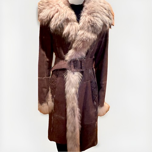 Leder mantel mit pelz - leder,