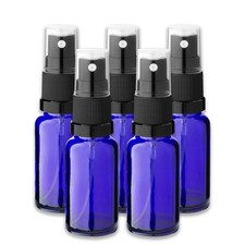 5x Glasflasche blau 20 ml mit schwarzem Zerstäuber Kosmetikflaschen