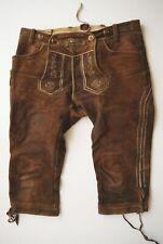Almsach Lederhose mit Stickerei Kniebund braun speckig mit Loch im Schritt Gr.54