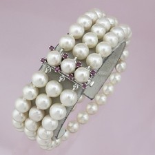 Armband Perle 585 WG Rubine