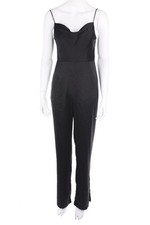 H&M Jumpsuit Träger Satin Wasserfall-Ausschnitt D 38 schwarz