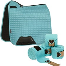 LeMieux SET - Schabracke Dressage Luxury Square Suede & Bandagen in azure