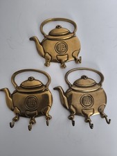 3x Vintage Messing Wandhaken