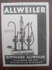 Allweiler Pumpenfabrik, Abfüllpumpe, Radolfzell, Werbung advert pubblicità, 1938