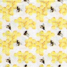 3 Servietten ~ Honig, Wabe, Bienen ~ 33x33