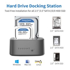 2.5/3.5" SATA HDD SSD Dockingstation/Festplattengehäuse USB3.0 Offine Clone UASP