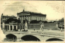 BERLIN ~1900 National-Galerie Friedrichsbrücke mit Reklame Fischer`s Essigessenz