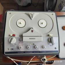 🌀 Vintage PHILIPS Tonbandgerät 🎶 mit Abdeckung – Retro Klassiker! 🌀