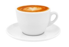 Cappuccinotasse - Kaffeetasse + Untertasse - weiß, dickwandig, aus Porzellan