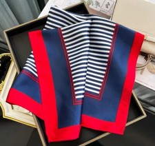 LUXUS SCHAL 60*60 SCARF HOHE QUALITÄT ROT BLAU KUNSTSEIDE CHARMEUSE BLOGGER TUCH