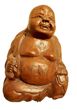 Holzfigur, Buddha, handgeschnitzter Glücksbringer