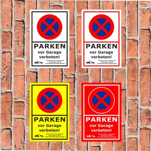 Schild parken vor garage - schild,