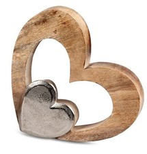 Deko Herz aus Alu Mango Holz