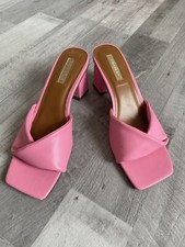 Elegante Absatz Pantolette- bequemer Blockabsatz - pink - Gr. 38