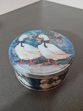 Metalldose Gänse Motiv Rund Blau