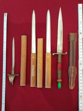  4X SELTENE ALTE BRIEFÖFFNER SAMMLERSTÜCKE VINTAGE ANTIK/Dolch Lederscheide