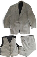 Herren Anzug Gr. 25 3 tlg. schwarz weiß Hahnentritt - Reine Schurwolle