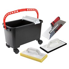 Fliesenwaschset 4-tlg. mit Eimer Fliesen-Reinungs-Set Zahnkelle Waschbrett
