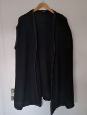 Weste Cardigan ärmellos Schwarz Biba XL Strickweste Kunstleder Cashuble Herbst 