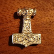 Thorshammer Anhänger groß massiv 925 Silber Kette Hammer Thor 32g Mjölnir Thor 