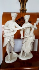2 x Bergmann Porzellan Figur Nymphenburg  Kapelle Musiker Kontrabass und Laute.