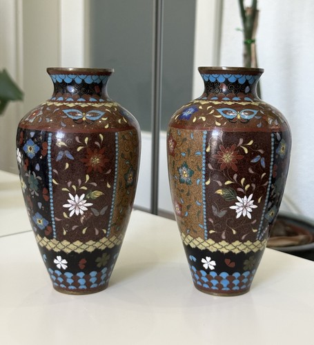 Paar cloisonne vasen emaille - paar,
