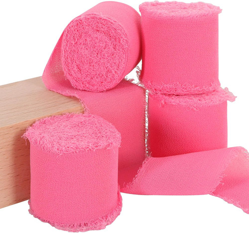 Rollen rosa chiffonband 8 - rollen,