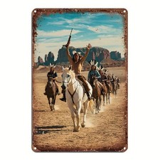 Blechschild Western Cowboy Indianer Vintage Retro Nostalgie Metallschild TEL2492