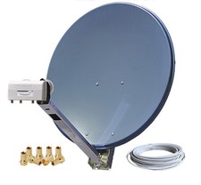 Sat Anlage ASTRA + HOTBIRD 2 Teilnehmer Alu Russisch Polnisch Italienisch TV