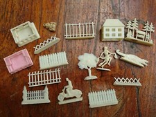 Konvolut alte Margarine Figuren Zäune Häuser Krad Tänzerin Union Clever Stolz 