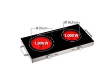 Rosenstein & Söhne Doppel Glaskeramik Kochfeld, Infrarot Kochplatte Alle Töpfe