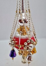 Alter Gablonzer Christbaumschmuck - Christbaumspitze aus Glasperlen (# 17403)