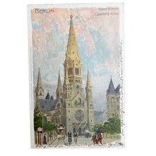 Postkarte AK Berlin Ungl. Lithographie Kaiser Wilhelm Gedächtniskirche Kunst