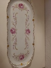 Königs- Kuchenplatte rot gold 38x15cm➡️Reichenbach Porzellan DDR➡️Rokokorelief