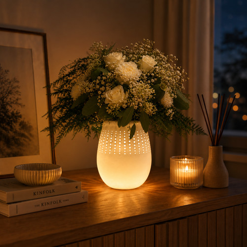 Porzellan blumenvase mit led - blumenvase,
