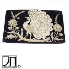 Exlusive Pfauen Clutch Zardozi Abendtasche Silber Stickerei 60s