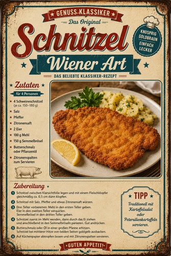 Retro blechschild schnitzel - retro,