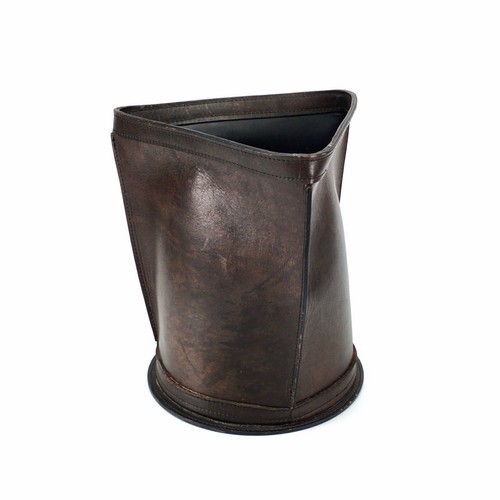 Vintage leder papierkorb - vintage,