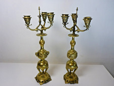 Paar Messing Kerzenleuchter Asien? Kandelaber figürliche Motive Kerzenhalter