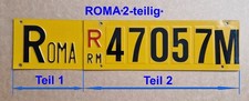 ROMA - ITALIEN - 2-teiliges Nummernschild + Orangenfarbe - SEHR SELTEN!